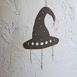 Witch's Hat Wall Hanging -Aura Quartz Points-Witchy Moon Phases Suncatcher- Halloween Home Decor,Witchy Suncatcher |wall Hanging
