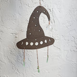 Witch's Hat Wall Hanging -Aura Quartz Points-Witchy Moon Phases Suncatcher- Halloween Home Decor,Witchy Suncatcher |wall Hanging