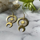 Witchy Halloween Sun and Moon Earrings Drop Phase Boho Hippie Statement Summer Long Jewelry Minimalism Punk  VINTAGE