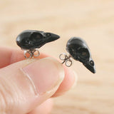 Womens Mens Bird Skull Earrings - Miniature Crow Skull Studs,gothic Gift