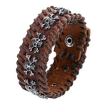 Spikes Rivet Gothic Skeleton Skull Punk Biker Wide Cuff Leather Bracelet