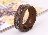 Spikes Rivet Gothic Skeleton Skull Punk Biker Wide Cuff Leather Bracelet