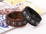 Spikes Rivet Gothic Skeleton Skull Punk Biker Wide Cuff Leather Bracelet