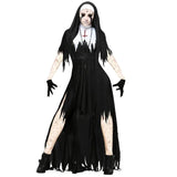 Halloween Nun Cosplay Costume Women Black Vampire Fantasy Dress Terror Sister Party Disguise Female Fancy For Adults