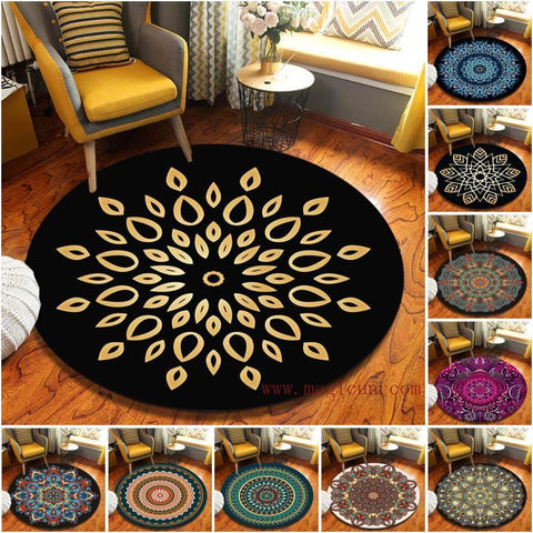 Round Carpet Mandala Living Room Rugs Room Decor Bedroom Floor Area Rug Doormat Decor Chair Mat Floral Carpets