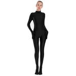 Adult Black Spandex Full Body Zentai Footed Jumpsuit Unisex Bodysuit Women Handed Unitard Skin Tight Halloween Costume