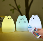 Cat Lamp,  Remote Control Silicone Kitty Night Light for Kids Toddler Baby Girls Rechargeable Cute Kawaii Nightlight , White , 4 Piece Set