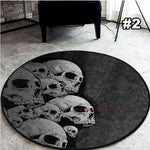 Skull Printed Soft Fabric Round Floor Mat Carpet Room Area Bedroom Rug