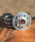 Ancient Rome Garnet and Sterling Silver Gladiator Ring