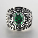 Vintage Army Special Force AirBorne De Oppresso Liber Crest Green Beret Sterling Silver Ring