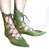 Medieval Gothic Retro Elf Witch Leaves Lace Up Shoes For Women Men Cosplay Costume Carnival Party Knight Boots Accessories
