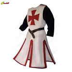 Mens Medieval Crusader Knights Templar Tunic Costumes Renaissance Halloween Surcoat Warrior Black Plague Cloak Cosplay Top