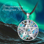 Tetragrammaton Pentagram Necklace Colorful shell Amulet Personality Pendant