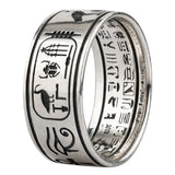 Sterling Silver Egyptian Hieroglyphics Ring Jewelry with Horus Anubis