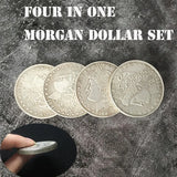 Master Illusions: Morgan Dollar Magic Set - Unveil the Mystery with Four-In-One Coin Tricks and Astonishing Close-Up Illusions