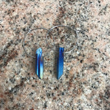 blue Aura quartz hoops earrings fashion novelty fashion beautiful  gift unique Girl friend jewelry pendant