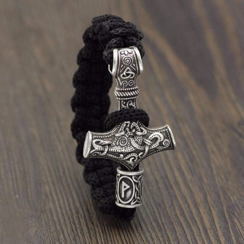 Bracelets Black Viking Mjolnir Paracord Rune Bracelet Ancient Treasures Ancientreasures Viking Odin Thor Mjolnir Celtic Ancient Egypt Norse Norse Mythology