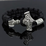 Bracelets jera Black Viking Mjolnir Paracord Rune Bracelet Ancient Treasures Ancientreasures Viking Odin Thor Mjolnir Celtic Ancient Egypt Norse Norse Mythology