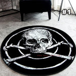 Skull Printed Soft Fabric Round Floor Mat Carpet Room Area Bedroom Rug