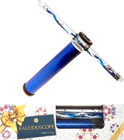 Glitter Wand Kaleidoscope 9 Inches - Continuous Movement Kaleidoscope,Glitter Filled Wands Kaleidoscope in Gift Box(Blue)