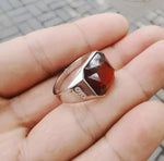 Sterling Silver Natural Garnet Men's Ring