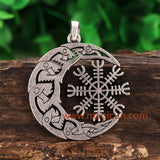 New Magicun Viking~Aegishjalmur Ancient Ways Moon Compass Viking  Pendant  Charm With Best Friend Pendants