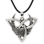 Celtic Leather Cord Moon on Triquetra Celtic Necklace