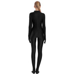 Adult Black Spandex Full Body Zentai Footed Jumpsuit Unisex Bodysuit Women Handed Unitard Skin Tight Halloween Costume