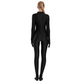 Adult Black Spandex Full Body Zentai Footed Jumpsuit Unisex Bodysuit Women Handed Unitard Skin Tight Halloween Costume