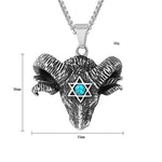 Chain Necklaces Stainless Steel Retro Satan five star Hell Sheep's Head Titanium Steel Pendant Men's Necklace|Chain Necklaces| Ancient Treasures Ancientreasures Viking Odin Thor Mjolnir Celtic Ancient Egypt Norse Norse Mythology