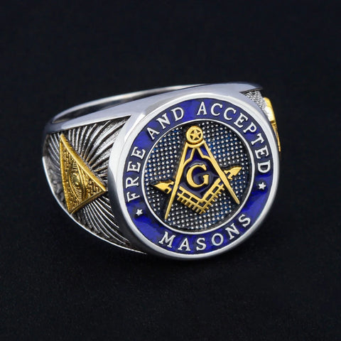 Free and Accepted Masons Blue Lodge Freemason Masonic 925 Sterling Silver Ring