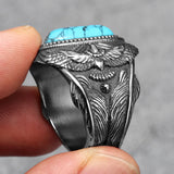 Gemstones Trendy Turquoise Men Rings Eagle Rock Punk