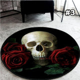 Skull Printed Soft Fabric Round Floor Mat Carpet Room Area Bedroom Rug