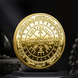 Nordic Viking Coin Guidepost Compass Commemorative Coins Talisman Souvenir Home Decor Crafts Ornament