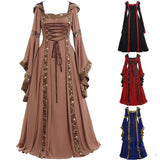 Women Medeival Gothic Cosplay Dresses Victoria Steampunk Hoodies Bandage Halloween Noble Palace Bell Long Carnival Costumes