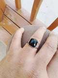 Sterling Silver Natural Garnet Men's Ring