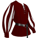 Medieval Shirts Men Tunic Viking Pirate Costume Gothic Clothes Men Vintage Shirt Lantern-Sleeve Drawstring Knight Cosplay Top