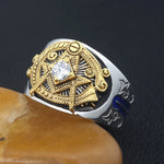 Vintage Templar G Freemason Masonic Solid 925 Sterling Silver Ring Llluminati Jewelry