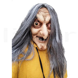 Scary Old Witch Mask Latex with Hair Halloween Fancy Dress Grimace Party Costume Cosplay Masks Props Adult One size