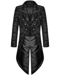 Devil Fashion Mens Gothic Steampunk Tailcoat Jacket Black Brocade Damask Wedding