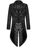 Devil Fashion Mens Gothic Steampunk Tailcoat Jacket Black Brocade Damask Wedding