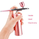 Pink Mini Air Compressor Kit Air-Brush Paint Spray Gun Airbrush For Nail Art Tattoo Craft Cake Nano Fog Mist Sprayer