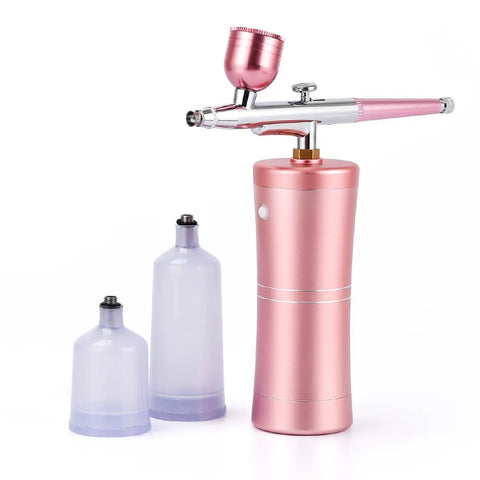 Pink Mini Air Compressor Kit Air-Brush Paint Spray Gun Airbrush For Nail Art Tattoo Craft Cake Nano Fog Mist Sprayer