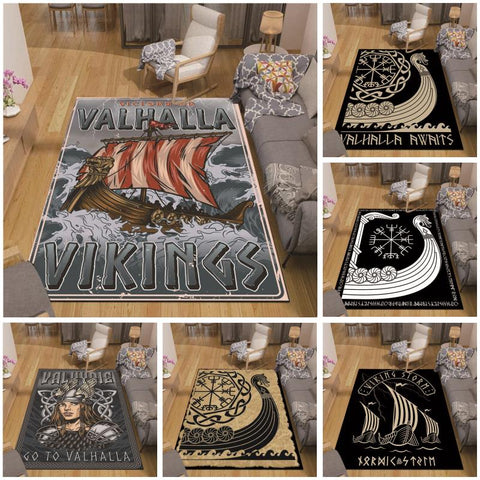 Pangan Wicca Vikings Pattern Floor Mats Soft Rug Area Carpet Living Room Carpet Bedroom Geometric Carpet Non-Slip Mat