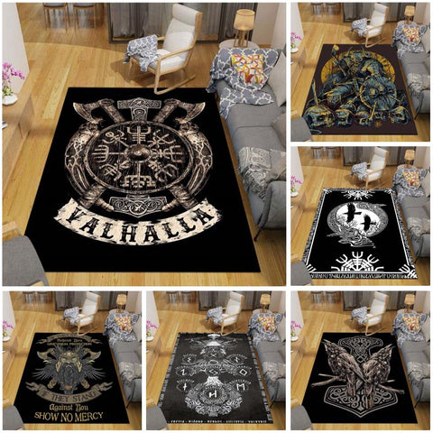 he Vikings Pattern Floor Mats Soft Rug Area Carpet Living Room Carpet Bedroom Geometric Carpet Non-Slip Mat