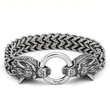 Home Silver / 7.5" Viking Nordic Geri & Freki Stainless Steel Bracelet Ancient Treasures Ancientreasures Viking Odin Thor Mjolnir Celtic Ancient Egypt Norse Norse Mythology