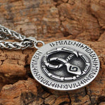 Viking Nordic Snake Rune Stainless Steel Pendant & Necklace