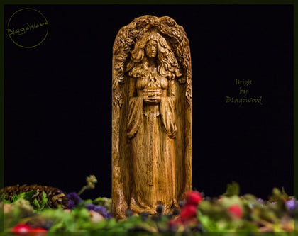 【Wood Sculpture】Brigid goddess, Brigit, Irish gods, pagan goddess, wiccan, wicca, altar, druid, witches, gaelic, celtic