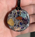 Orgone Energy~Seven Chakras Orgone Energy Gold Flakes Pendant