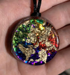 Orgone Energy~Seven Chakras Orgone Energy Gold Flakes Pendant